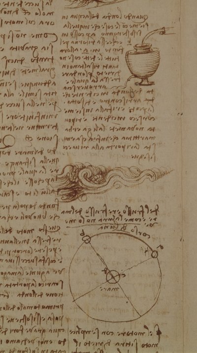 Scientific diagrams, from the Codex Leicester (detail) by Leonardo da Vinci